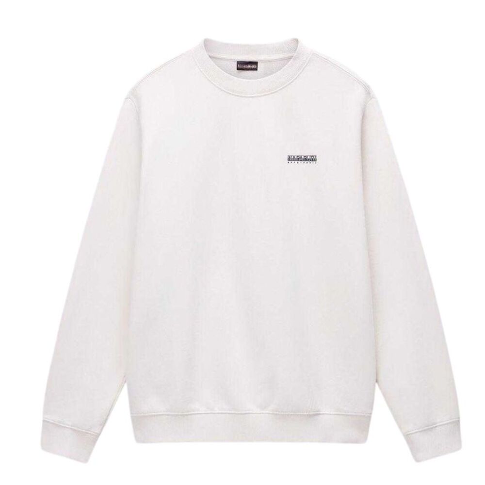 Napapijri Mens Box Logo Cotton Crew Neck Straight Sweatshirt / Beige
